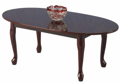 Coffee Table Mahogany Queen Anne Traditional Antique Oval Top Gloss Finish