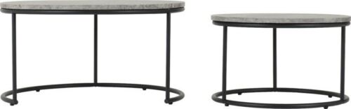 Athens Round Coffee Table Set Concrete Effect and Black