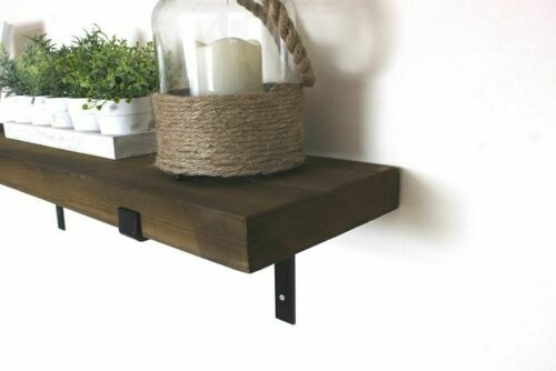 Rustic Wooden Shelf 100cm Home Kitchen Wall Shelving Brackets Scaffold Board