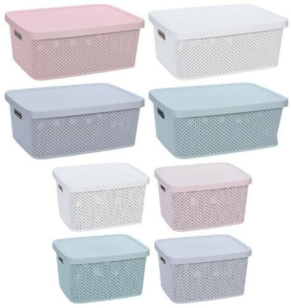 Small Large Plastic Storage Box with Lid Kitchen Home Office Basket Container