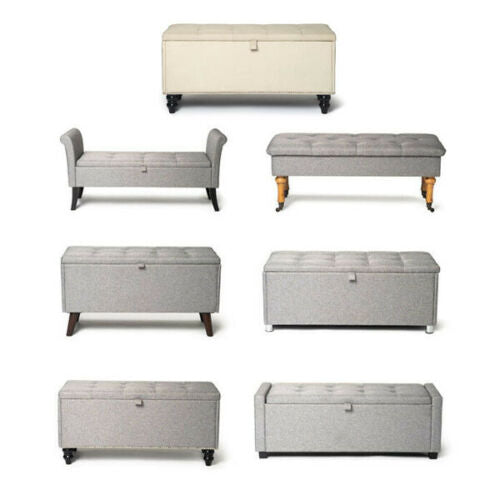 Large Ottoman Storage Chest. Seat & Storage Bench for Bedroom Toy Box, Pouffe