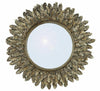 Large Wall Mountable Round Feather Mirror Antique Silver Living Room Bedroom