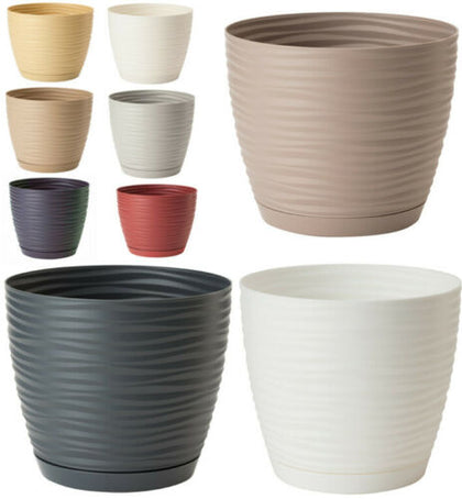 Plant Pots With Saucers Sahara Flowerpot Garden Flower Planters Indoor Stand