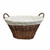 Woodluv Brown Wicker Wht Linning Linen Laundry Basket /Bin Storage Trunk Hamper