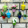 50 PCS Metal Flower Pots Balcony Garden Wall Fence Hanging Plant Planter S5O1E