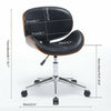 Modern PU Leather Swivel Desk Chair Home Office Seat Classic Wood Veneer Black