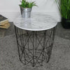 Retro Side Table Baskets Marble Wood Top Storage Basket Tables Home Furniture