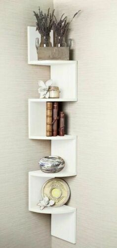 3/5 Tier Floating Wall Shelves Corner Shelf Storage Wood Display Bookcase Decor