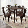 Industrial Dining Table Pine Wood Top with Brown Legs Vintage Retro 80*80cm