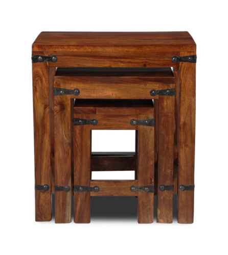 LIVING ROOM FURNITURE SHEESHAM NEST OF 3 TABLES (J26)