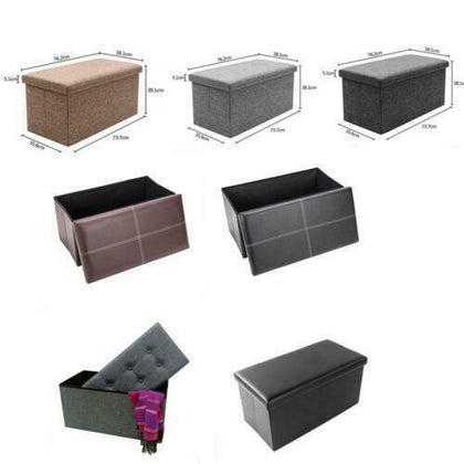 Large Ottoman Foot Stool Box Folding Storage Toy Seat Pouffe Colors