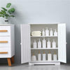 White Bathroom Cabinet Doors&Shelves Waterproof Cupboard Storage (White)