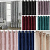 Crushed Velvet Lined Eyelet Ring Top Curtains (Pair of) Ready Made