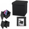 Folding Ottoman Storage Box For Bedroom, Living Room.Footstool Chest Grey Black