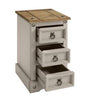 Corona Bedside Cabinet 3 Drawer Grey Wax Table Unit Pine