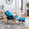 Fabric Upholstered Recliner Rocking Armchair Relax Lounge Sofa w/ Footrest Blue
