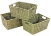 Set of 3 Seagrass Storage Shelf Basket with Insert Handles