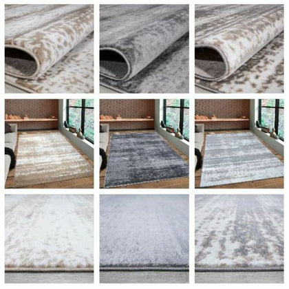 Grey Brown Rugs Modern Living Room Bedroom Geometric Rug Kitchen Large Carpets