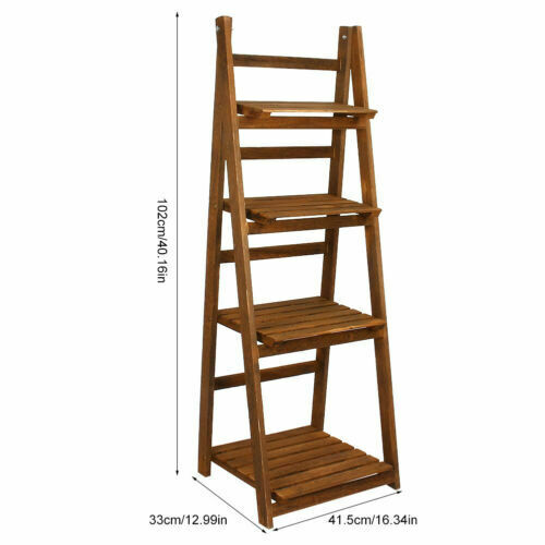 Foldable Ladder Storage Rack Display Stand Shelving Unit Plant Flower Pot Shelf