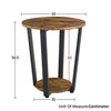 Industrial Bedside Table Round Sofa Side End Table/Nightstand Wood Metal Frame