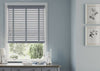 Faux Wood Window Venetian Blinds Blind With Tape 50mm Slats White Grey TRIMMABLE