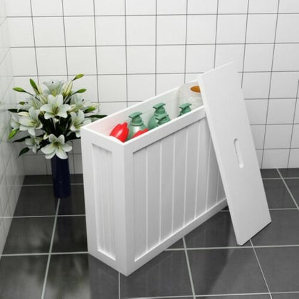 White Shaker Slimline MDF Multi-purpose Bathroom Storage Unit, 49.5 x 16 x 40cm