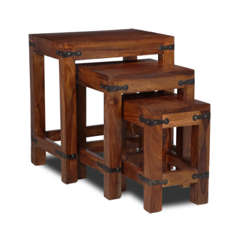 LIVING ROOM FURNITURE SHEESHAM NEST OF 3 TABLES