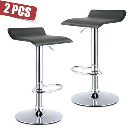 2 x Breakfast Bar Stools Black Faux Leather Gas Lift Home Kitchen Swivel Chairs