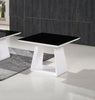 High Gloss Designer White Black Glass Modern Rectangle Coffee Side Lamp Table