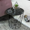 Retro Side Table Baskets Marble Wood Top Storage Basket Tables Home Furniture