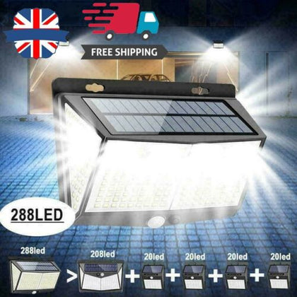 288 LED Solar Powered Light Outdoor PIR Motion Sensor Wall Security Garden Lamp