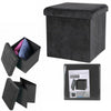 Folding Ottoman Storage Box For Bedroom, Living Room.Footstool Chest Grey Black