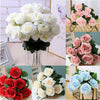 10 Heads Silk Rose Artificial Flowers Bunch Bouquet Wedding Home Party Decor UK