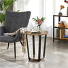 Industrial Bedside Table Round Sofa Side End Table/Nightstand Wood Metal Frame