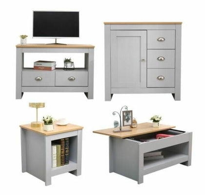 Kingwudo Wooden Living Room Set 2/3 Piece TV Stand/Coffee/Lamp Table Storage