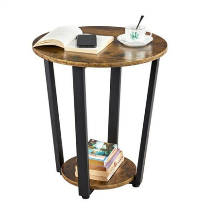 End/Side Table Floor Shelf Nightstand Storage Bedside/Coffee Table Wood Metal