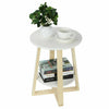 Modern Round Coffee Table Sofa Side End Table Home Living Room White 2 Tier