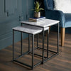NEW! Zurich Marble Effect Nest of 2 Tables - Home Coffee Table Dining Side Table