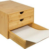 3 Drawer Bamboo Home Office Desktop Tidy A4 Sturdy Stationary Storage Organiser