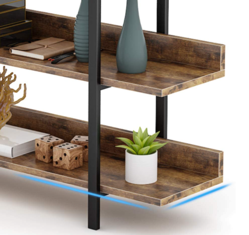 Large Industrial Bookcase Rustic Metal Display Cabinet Tall Vintage Shelf Unit