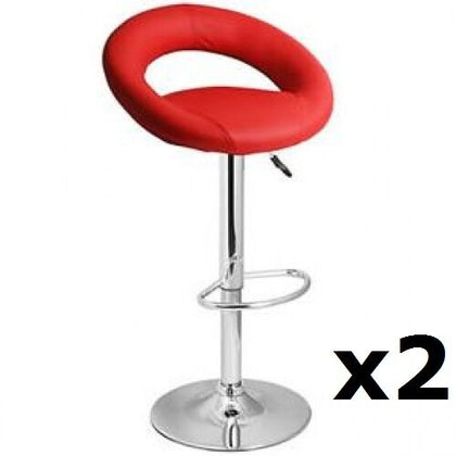 2 X RED Chrome Bar stool Swivel Apollo Breakfast Kitchen barstool (X2) T307G
