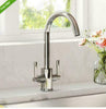 Modern Kitchen Sink Mixer Taps Swivel Spout Dual Lever Tap Mono Chrome Faucet