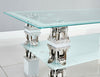 White Modern Rectangle Glass/Chrome For Living Room Coffee Table & Lower Shelf