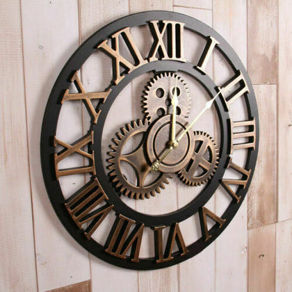 LARGE OUTDOOR GARDEN WALL CLOCK BIG ROMAN NUMERALS GIANT OPEN FACE METAL 60CM