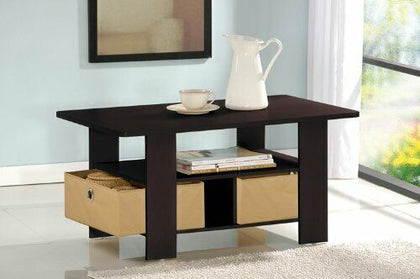 Furinno Andrey Coffee Table with Bin Drawer, Espresso/Brown, 11158EX/BR