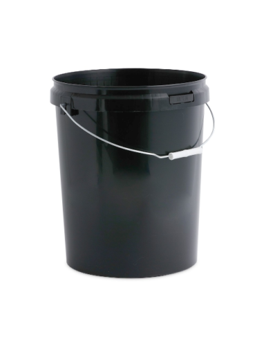25 Litre, Ltr, Litre Black Plastic Bucket Container with Tamper evident Lid x 1