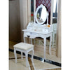 Dressing Table, Oval Mirror & Stool Set (3 Drawer) Bedroom Makeup Desk White