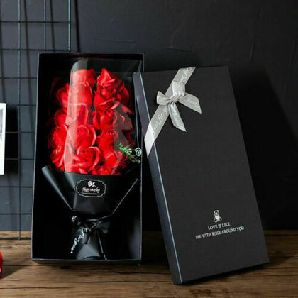 6 Colors Artificial Soap Rose Flower Bouquet Bear Wedding Valentine's Day Gift