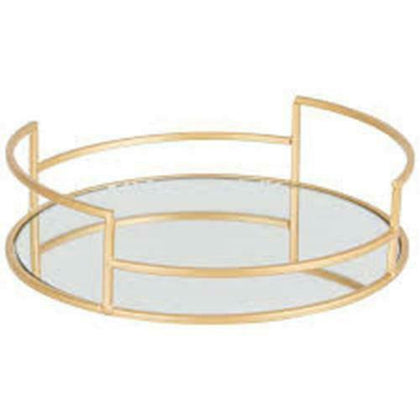 25cm round gold mirror candle tray plate wedding table decorative mirror tray