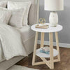 2 Tier Round Coffee Table Side Table End Desk Solid Wood Legs Home Living Room